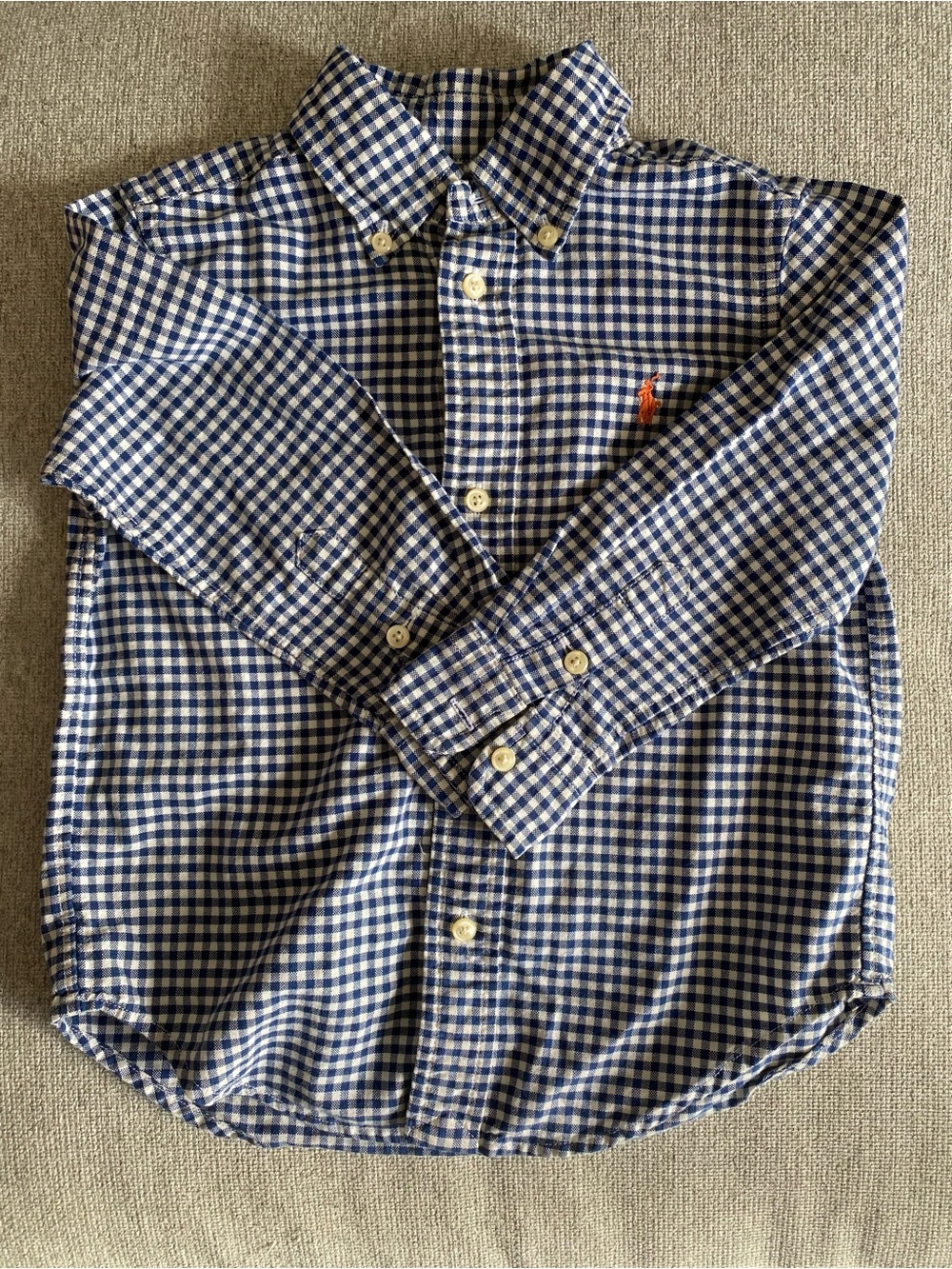 Ralph Lauren Blue and White Gingham Button-Down Shirt
